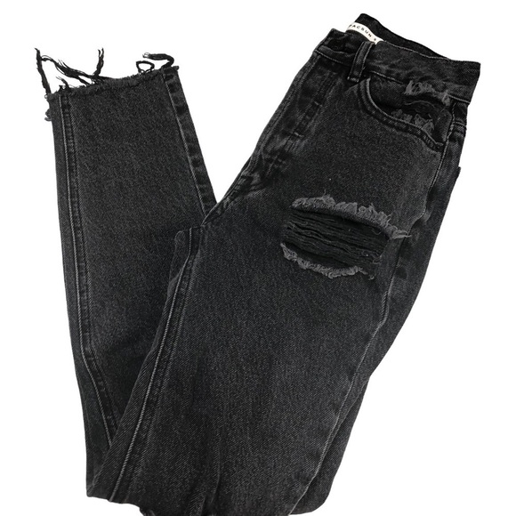 PacSun Denim - PacSun Ultra High Rise Slim Distressed Jeans Washed Black Sz 22 XXS Grunge